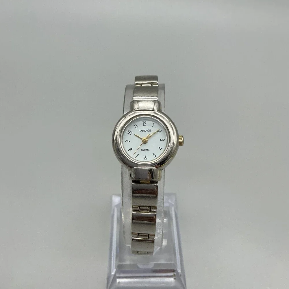 Carriage By Timex Womens Watch 22mm White Dial Silver Tone New Battery 7.5